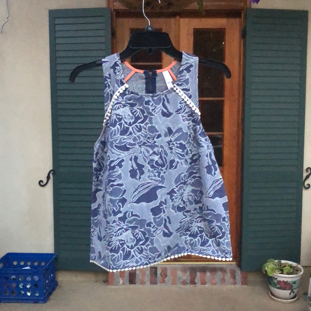 Denim top with white trim